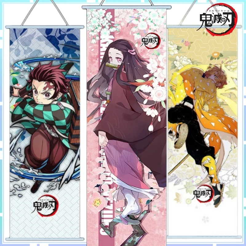 Póster Colgante Demon Slayer: Colección de Pergaminos de Nezuko, Zenitsu y Tanjiro – Mercancía de Anime, Regalo Genial, Decoración para Habitación