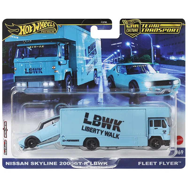 Hot Wheels Nissan Skyline 2000GT-R LBWK & Fleet Flyer 1/64 Collection Metal Diecast Model Vehicles FLF56