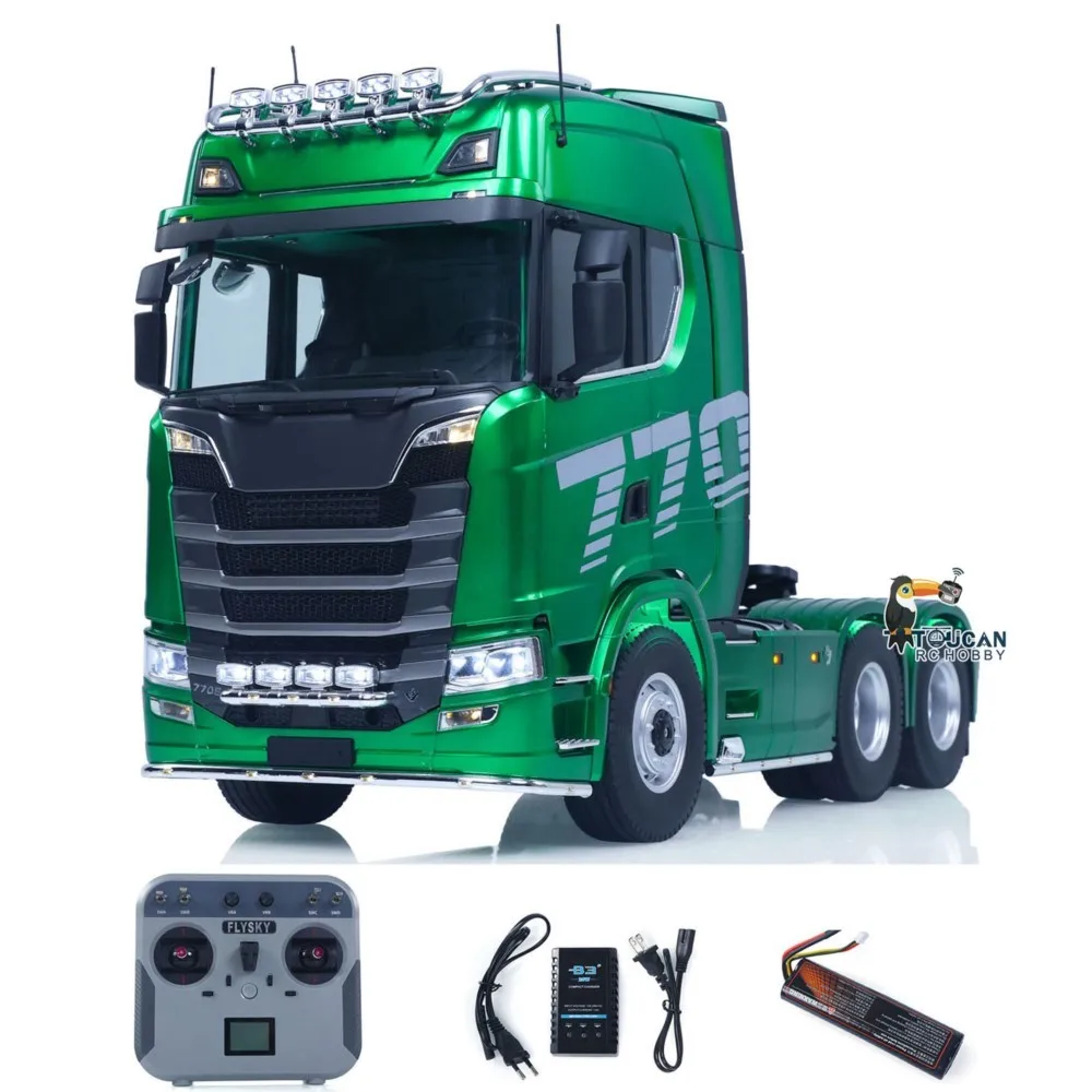 

RTR 770S TOUCAN 1/14 Remote Control Tractor Truck 6WD 2-Speed Transmission RC Lorry Car Openable Door Lights Sounds Smoke Unit