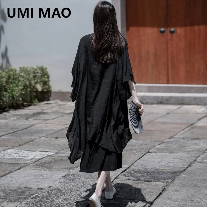 UMI MAO Large Irregular Sunscreen Jacket Femme Outside Chinese Style Dark New Chiffon Slub With Sunscreen Coat Women  Y2K