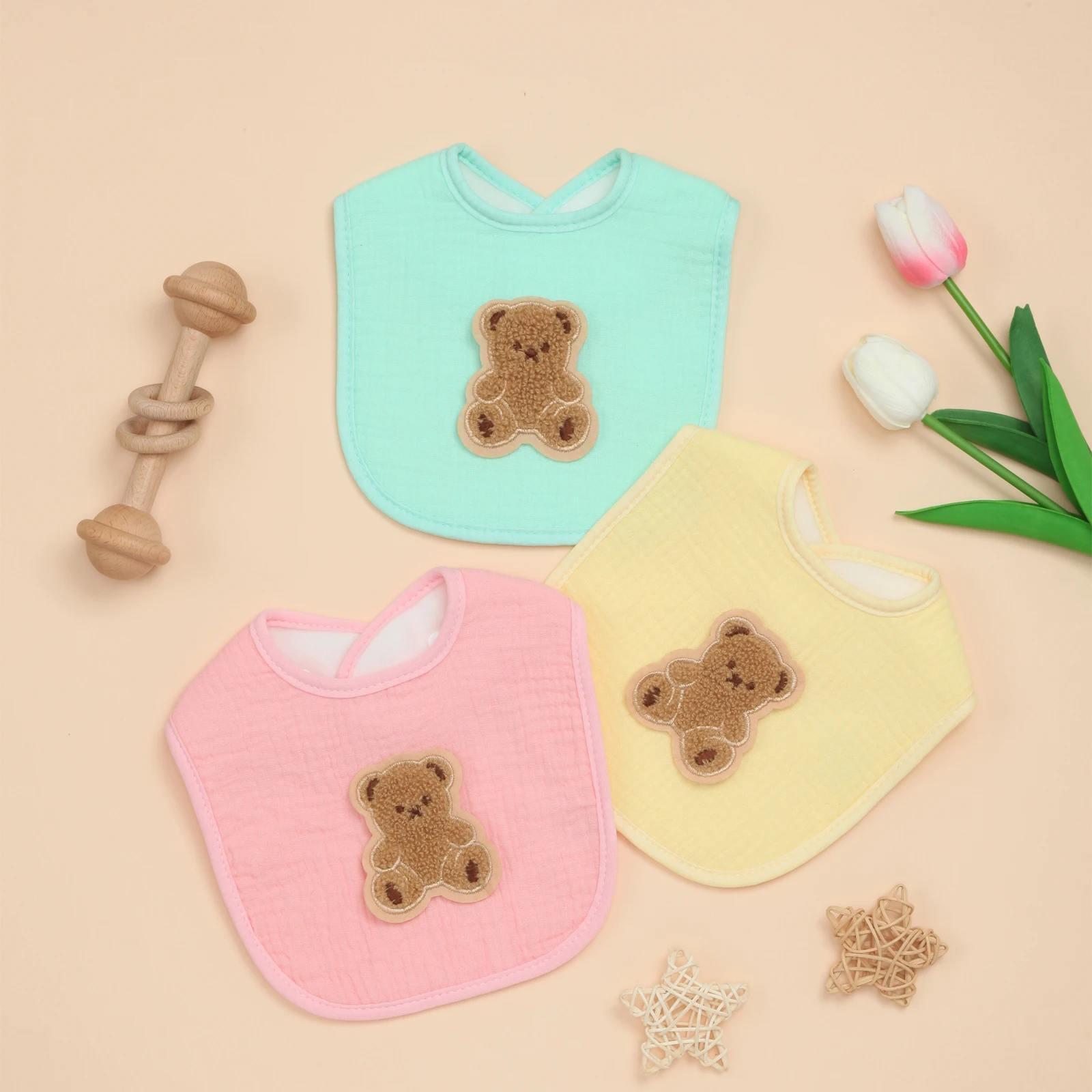 

Комплект из 3 детских нагрудников, супермягкие хлопковые нагрудники для новорожденных для мальчиков и девочек, впитывающий толстый детский нагрудник для слюнотечения, регулируемая защелка