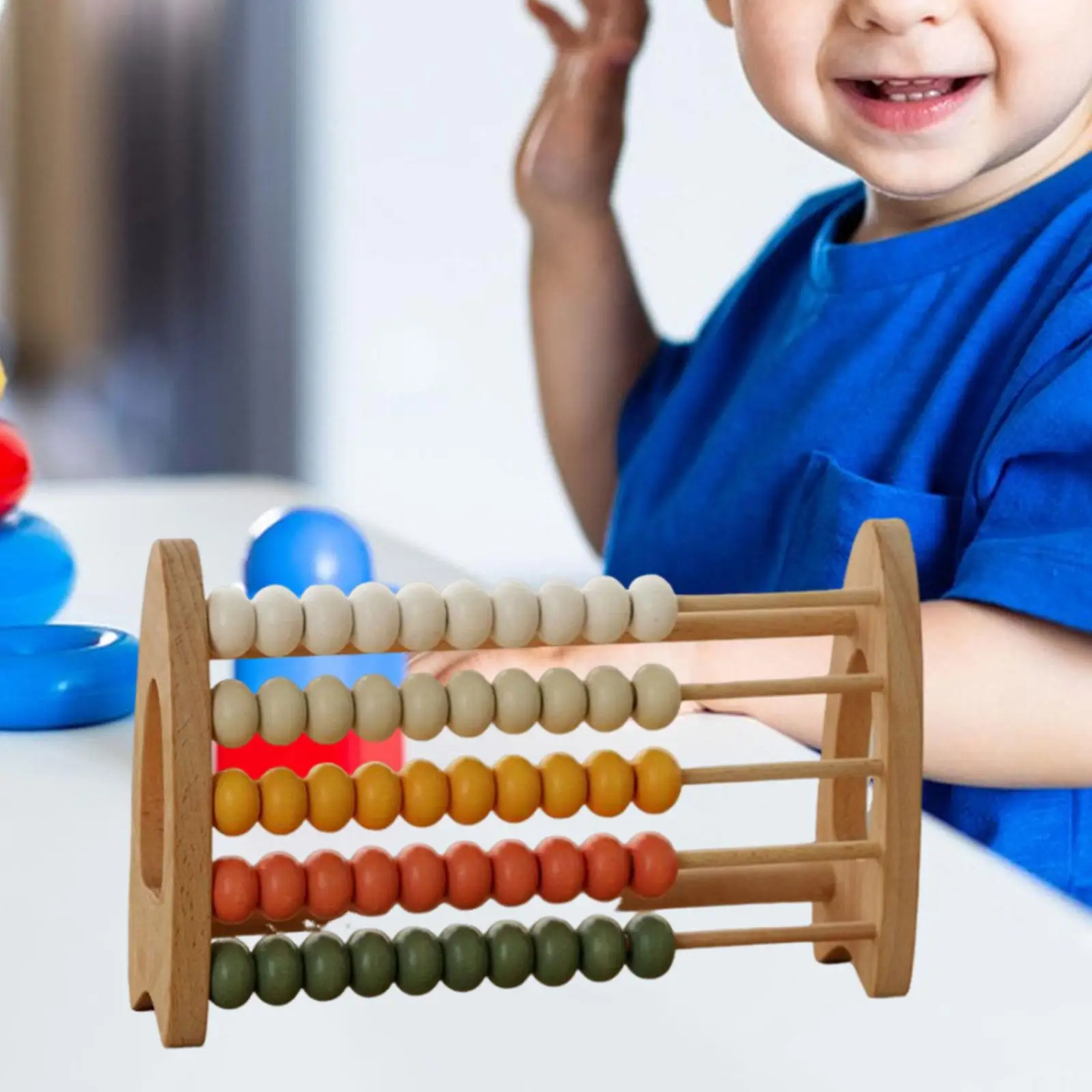 Practical Wooden Counting Toy for Kids Abacus Frame with Beads Early Education Math