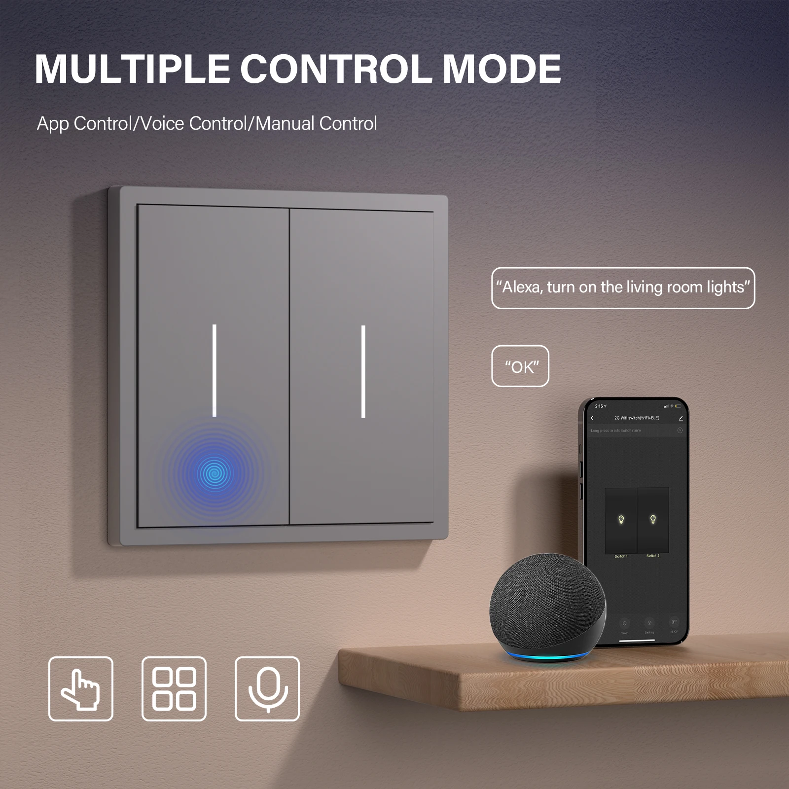 BSEED 1/2/3/4Gang 2Way Zigbee Smart Click Button Switch Smart EU Socket With AC Plastic Frame Work With Tuya Smart Life Alexa