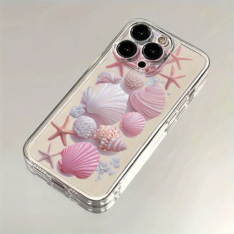 Trendy Pink Seashell Phone Case For iPhone 17 18 Air 16 15 14 11 Pro Max Plus 13 12 Mini Transparent Shockproof Soft Back Cover view 4