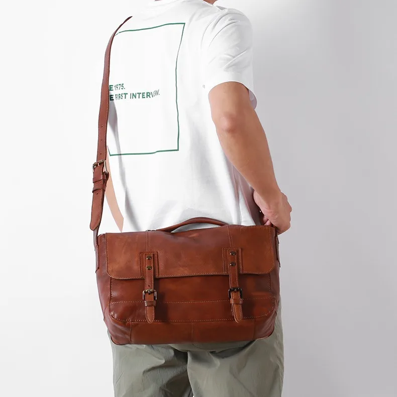 แฟชั่นVINTAGEกระเป๋าเอกสารของแท้หนังไหล่Toteกระเป๋าผู้ชายEssengerกระเป๋าCrossbodyชายกระเป๋าถือBolso Grande Mujer