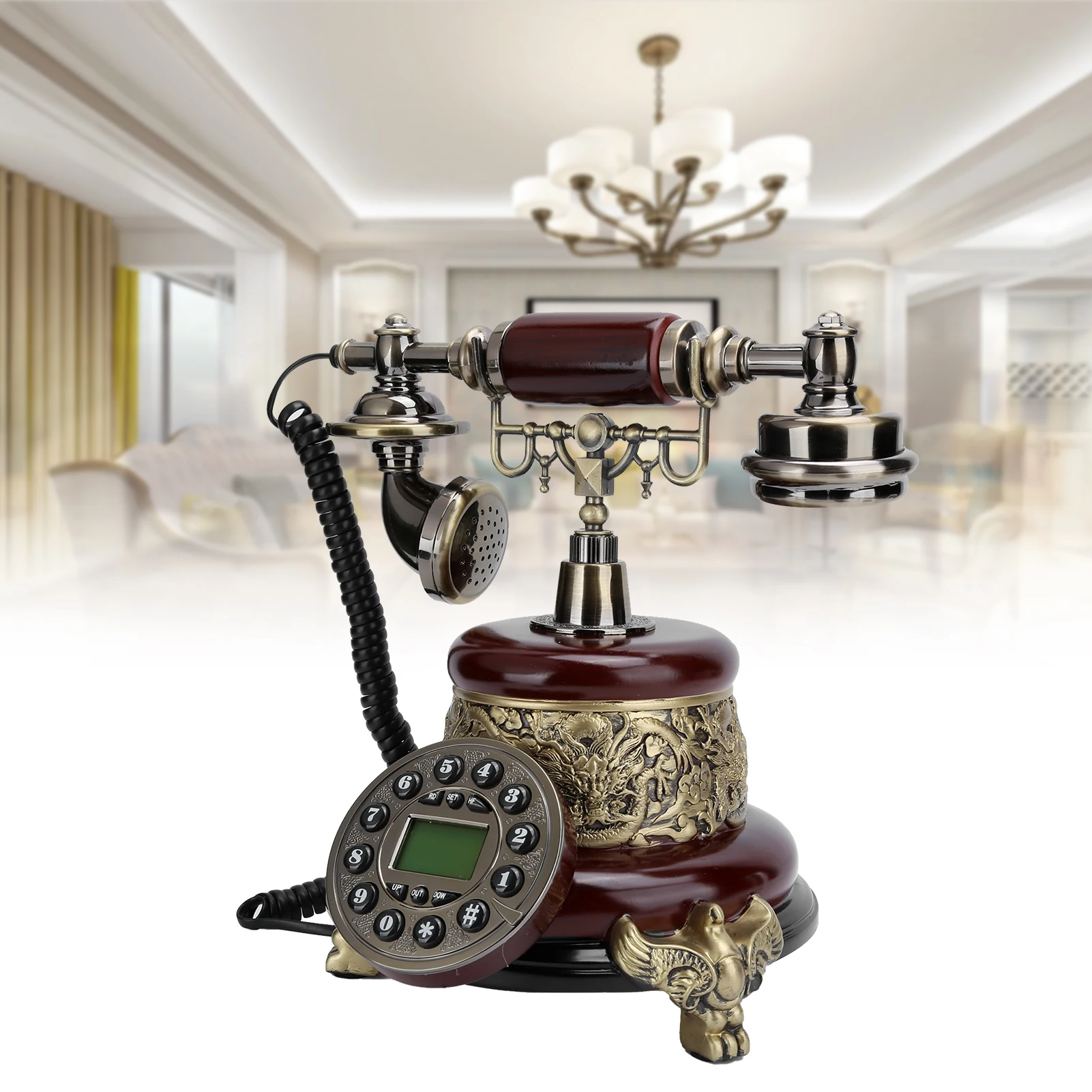 【New】MS‑2200A European Vintage Landline Classical Wired Old‑fashioned Telephone with Backlight Old‑fashioned Telephone