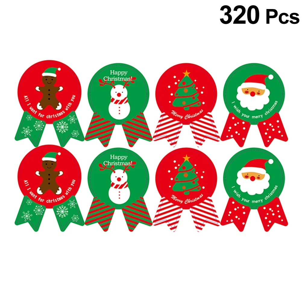 

320 шт., рождественские наклейки для пищевых продуктов, креативные клейкие этикетки для мешков конфет, подарочная упаковка, украшения для вечеринок
