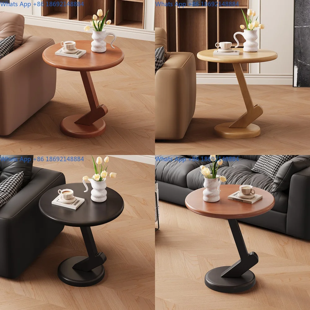 

Modern Simple Living Room Solid Wood Coffee Table for Small Space Balcony Bedside Storage Rack