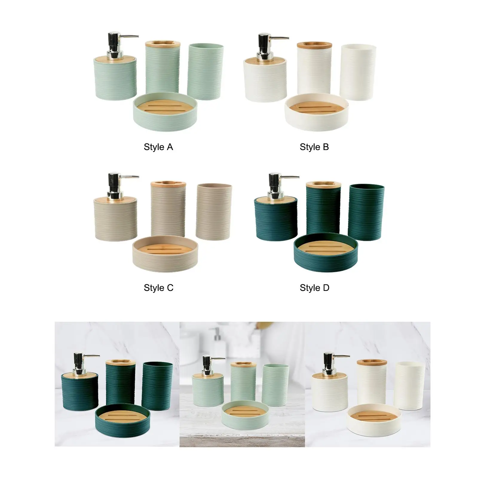 

4Pcs Bathroom Accessories Set Housewarming Gift Toothbrush Holder Bath Accessory Complete Set for Countertop Vanity Bathroom