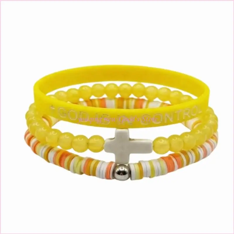 57QA Handmade Resin Crosses Wristband With Positive Styles Message