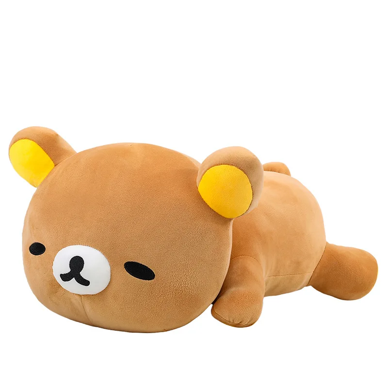 Chubby Rilakkuma Plush Toy Lying Down Pose Pillow Bear Cute Companion Comfort Doll Soft Sofa Cushion Room Decoration Gift