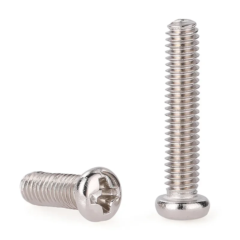 10~500PCS Carbon Steel Phillips Round Head Screw M1 M1.2 M1.4 M1.6 M1.7 M2 M2.5 M3 M3.5 M4 M5 M6 Nickel Plated Phillips Bolt