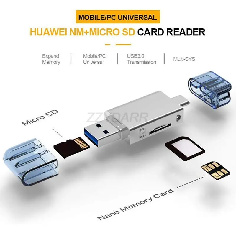 Czytnik kart USB typu C NM 2 w 1 Nano karta pamięci i czytnik kart TF Micro SD dla Huawei Nova Honor i Laptop Transfer dwukierunkowy — zdjęcie produktu 4