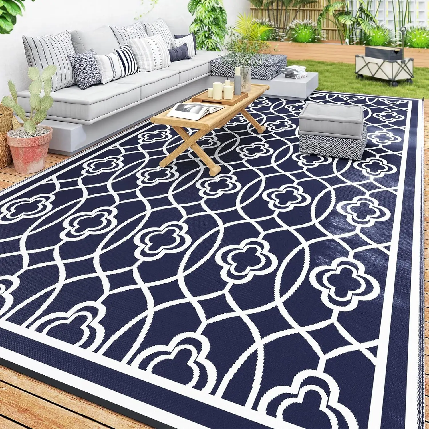 

Waterproof Large Mat, Reversible Plastic Straw Rug for Decor, Portable Outside RV Camping Area Carpet Mat for Backyard Porch