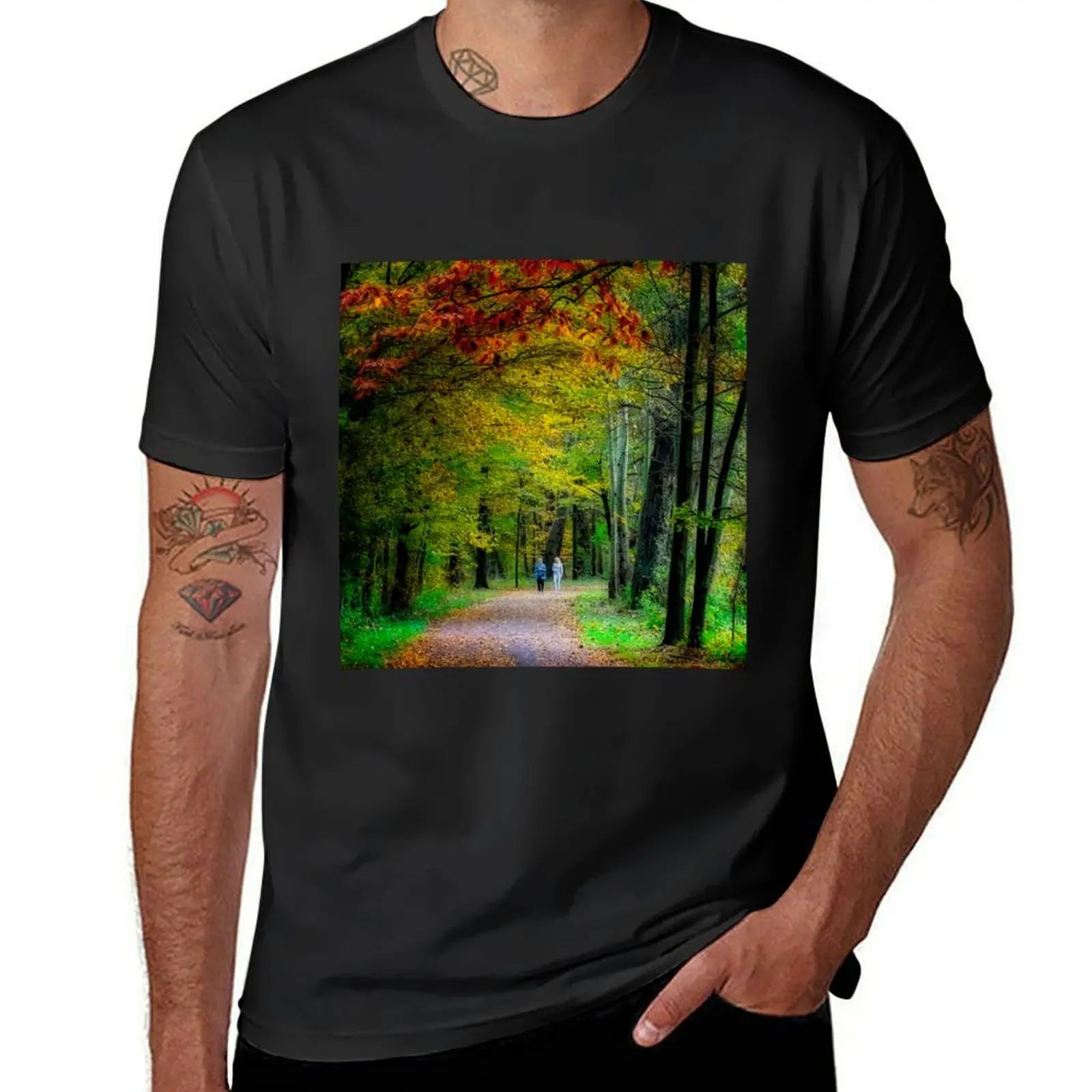 

Walking among fall colors T-Shirt aesthetic clothes plus sizes shirts graphic tees customs design your own mens clothes