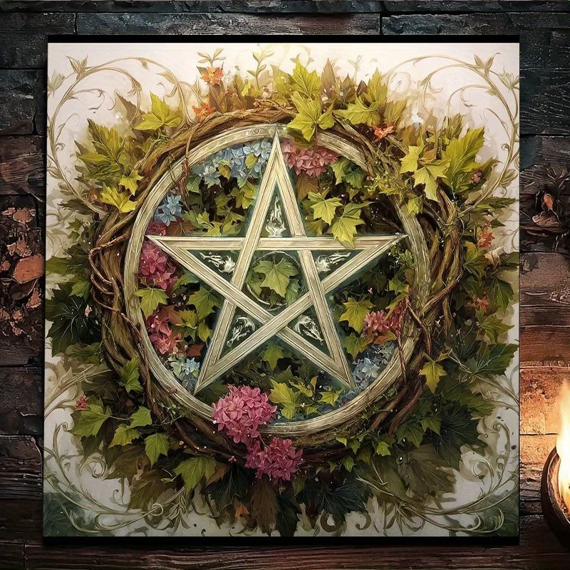 Mystic Star of David Wreath Table Runner Boho Witchy Pagan Wiccan Home Decor Tapestry Artwork