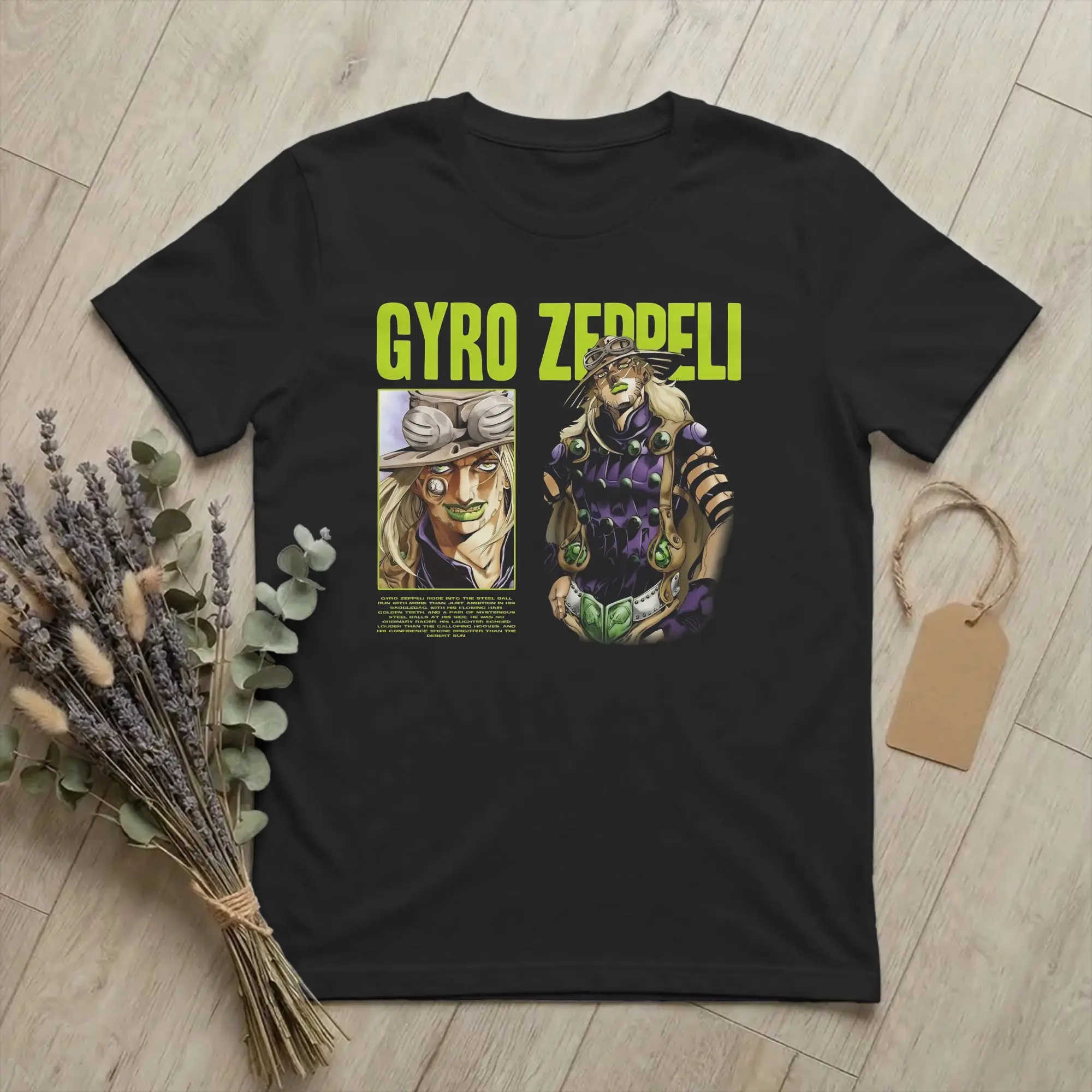 Gyro Zeppeli T Shirts Men 100% Cotton Funny T-Shirts Joestar Family Bizarre Adventure Anime Tee Shirt Short Sleeve Clothes Gift