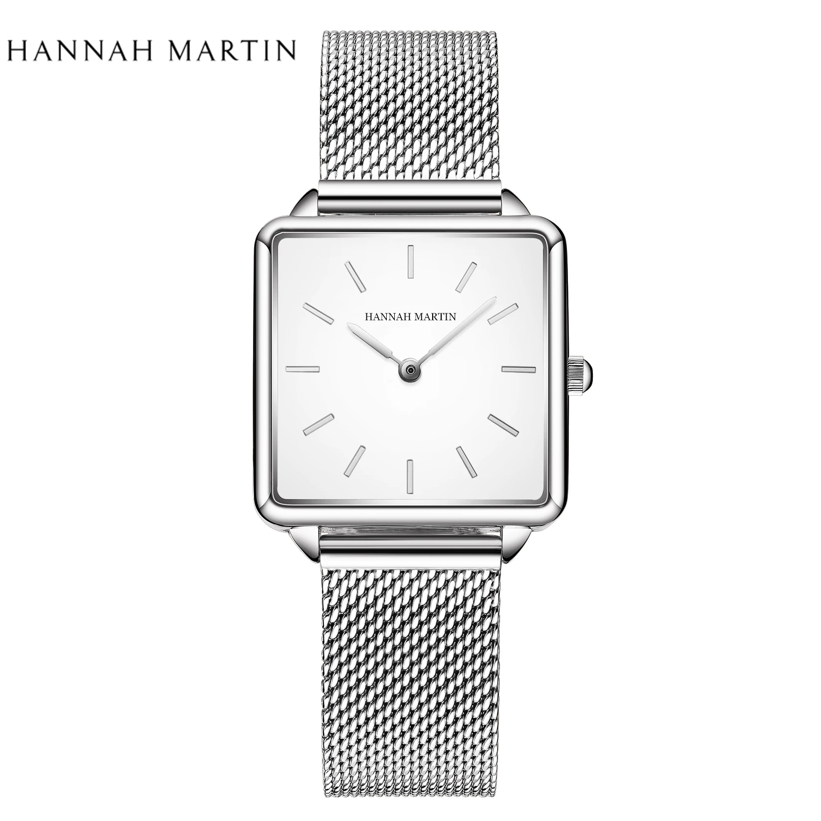 Ladies Square High Quality Stainless Steel Mesh Strap Quartz Wrist Watch 3ATM Waterproof Women's Dropshipping Original Watches