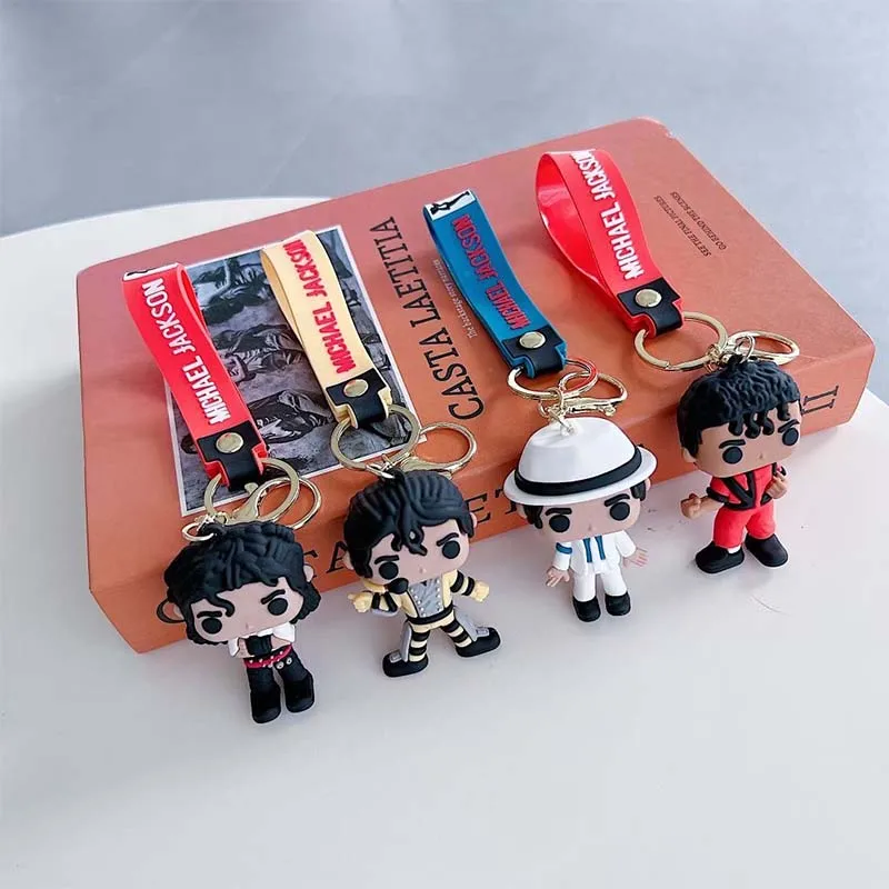 Creative 4 Styles Michael Jackson Keychain Music Idol Doll Machine Key Chain Bag Accessory Chain Pendant