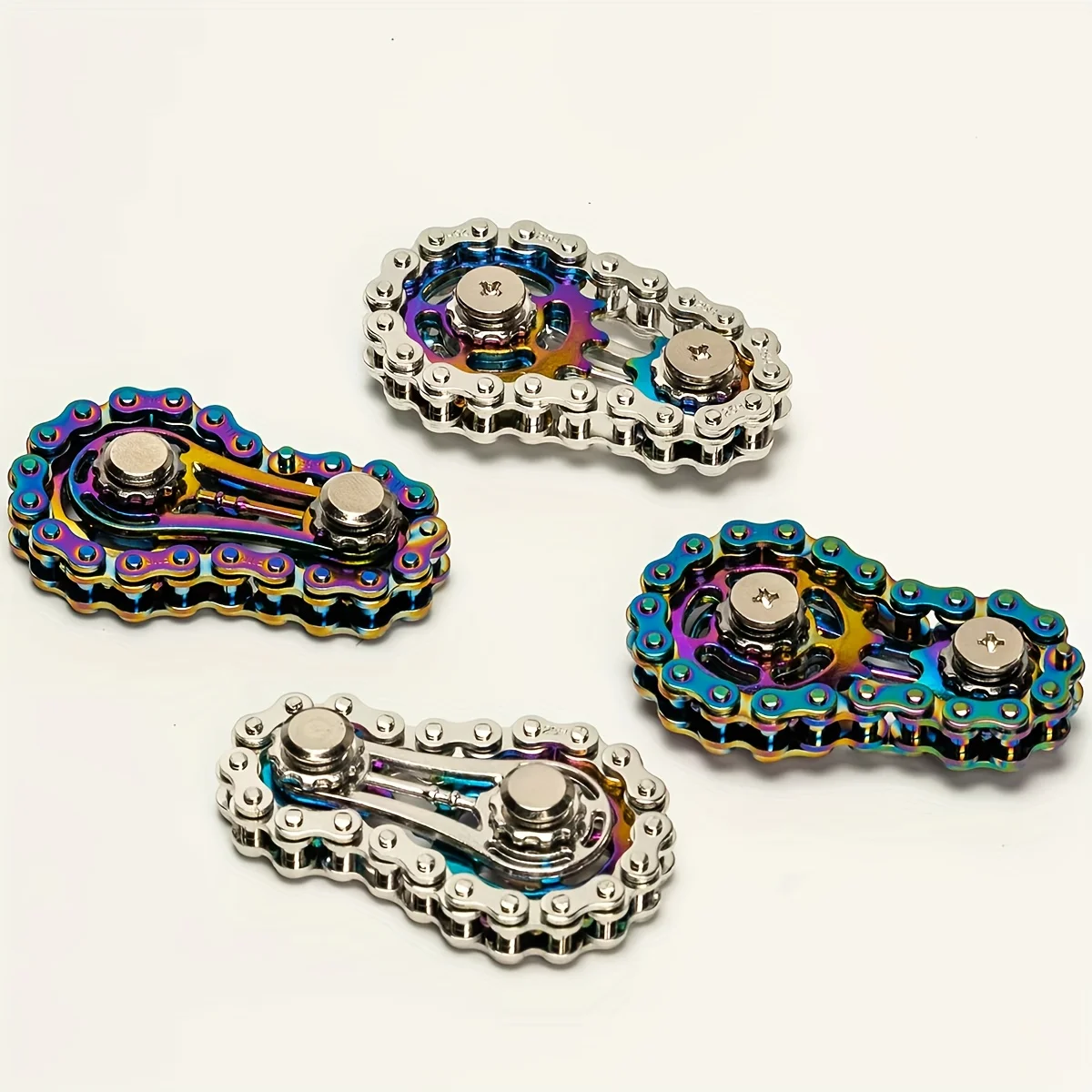 カラフルな自転車チェーンフィジェットスピナー 静音CNC加工ステンレススチールギア デスクトップトイ 大人用リラックス＆集中ツール