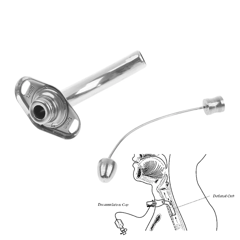 1Set Stainless steel 12mm Medical Tracheostomy Jackson Tube Tracheal Metal Tracheotomy Cannula