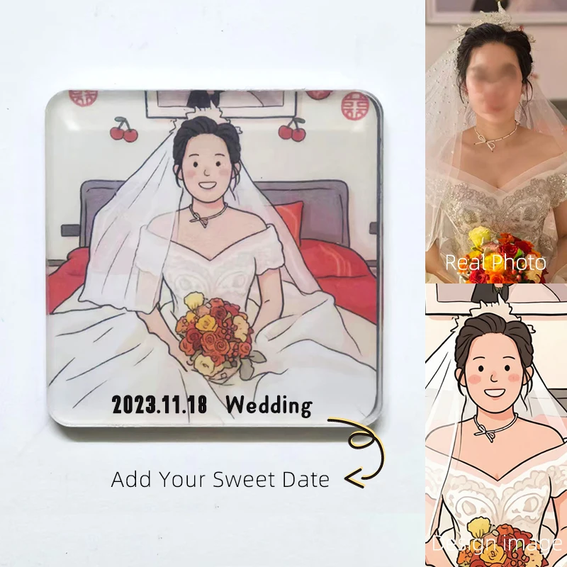 Wedding Favor Custom Acrylic Fridge Magnet 3mm Bride Groom Photo Personalized Refrigerator Magnet Guest Gift Bridal Shower Party
