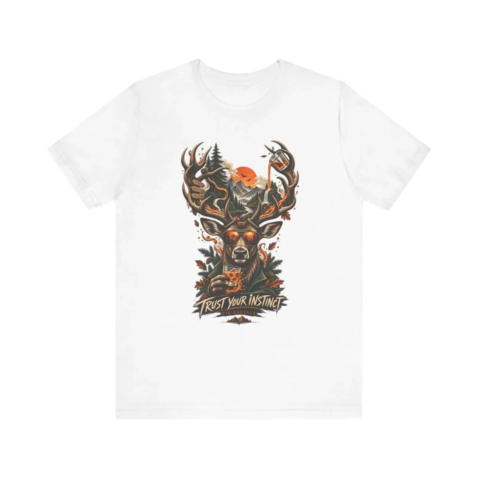 Trust Your Instinct deer skull tee Mountain forest stag art sunset wilderness vintage Washed designer clothes