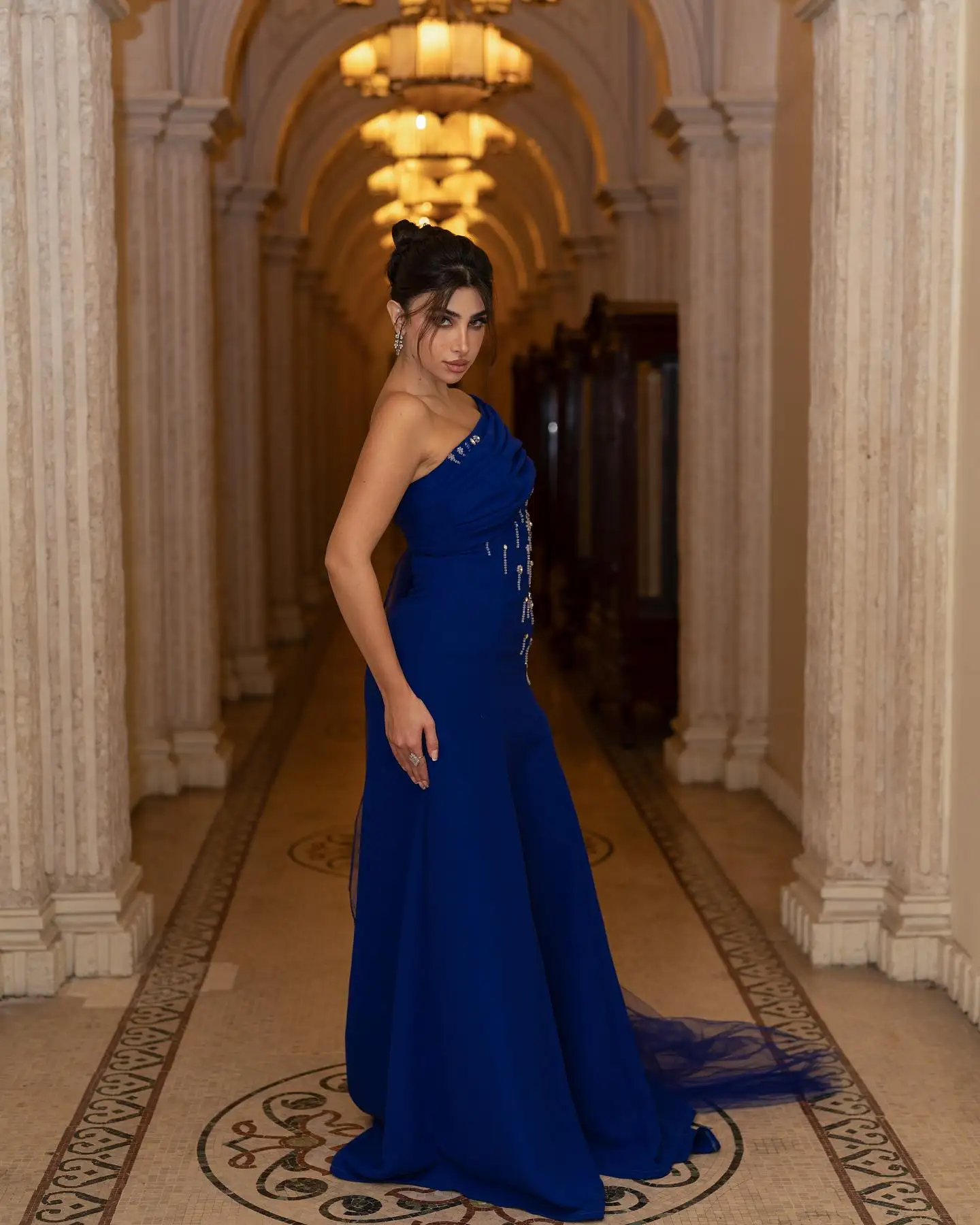 Lorrtta فسات Mohamed mioة Damesavondjurk Zeemeermin Elegante feestjurken 2025 Op maat gemaakte Плае dzi Blue One Shoulder Prom