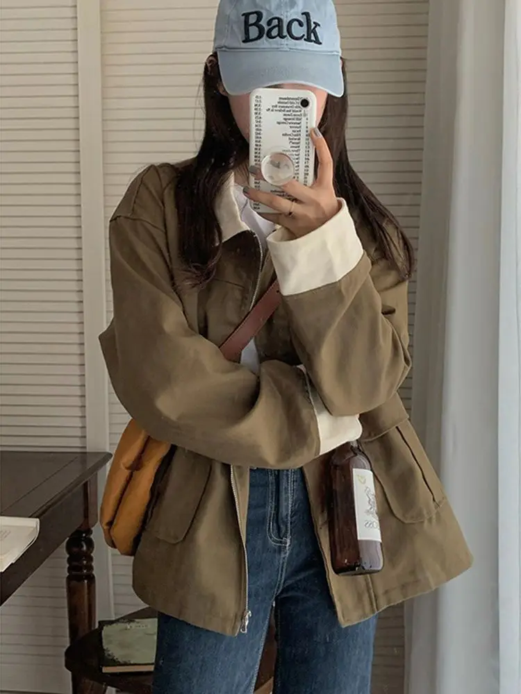 

Woman Coats Jackets Women'S Autumn Spring Coat Tweed High-End Button Front Pocket Ladies Pure Simple Style Long Sleeve Fashion