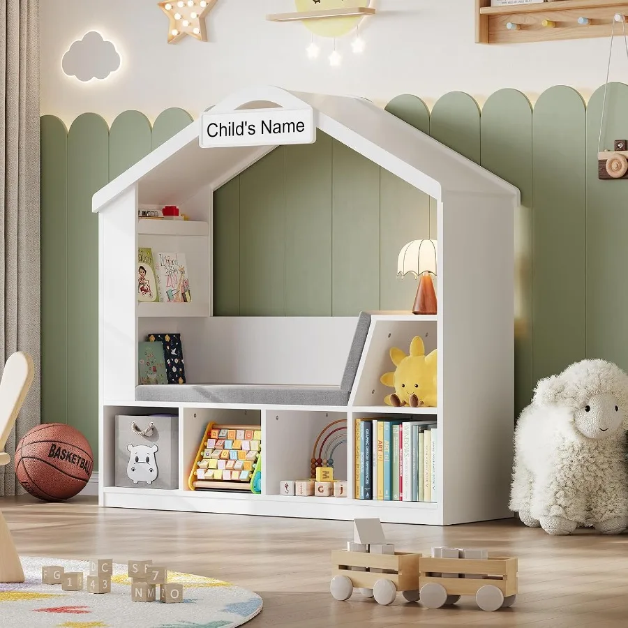 Bookshelf with Reading Nook, Toy Storage Organizer