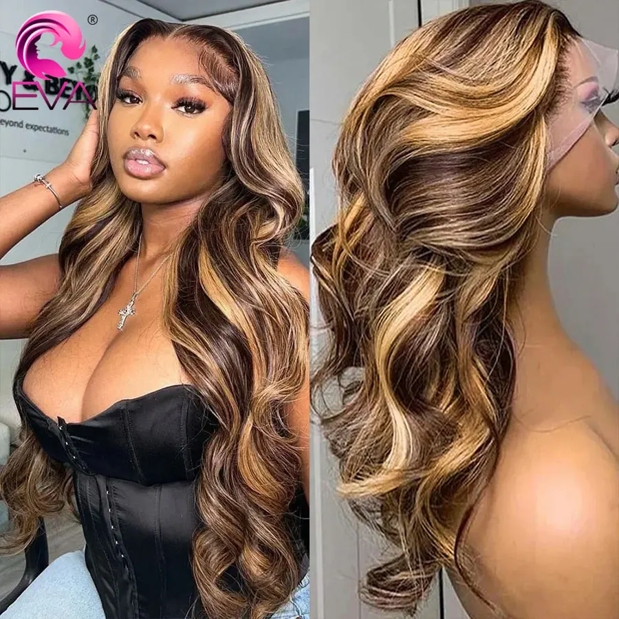 

Eva Highlight Wigs Human Hair Brazilian Body Wave Lace Front Wigs For Women 13x6 Lace Frontal Wig Transparent Loose Wave Wigs