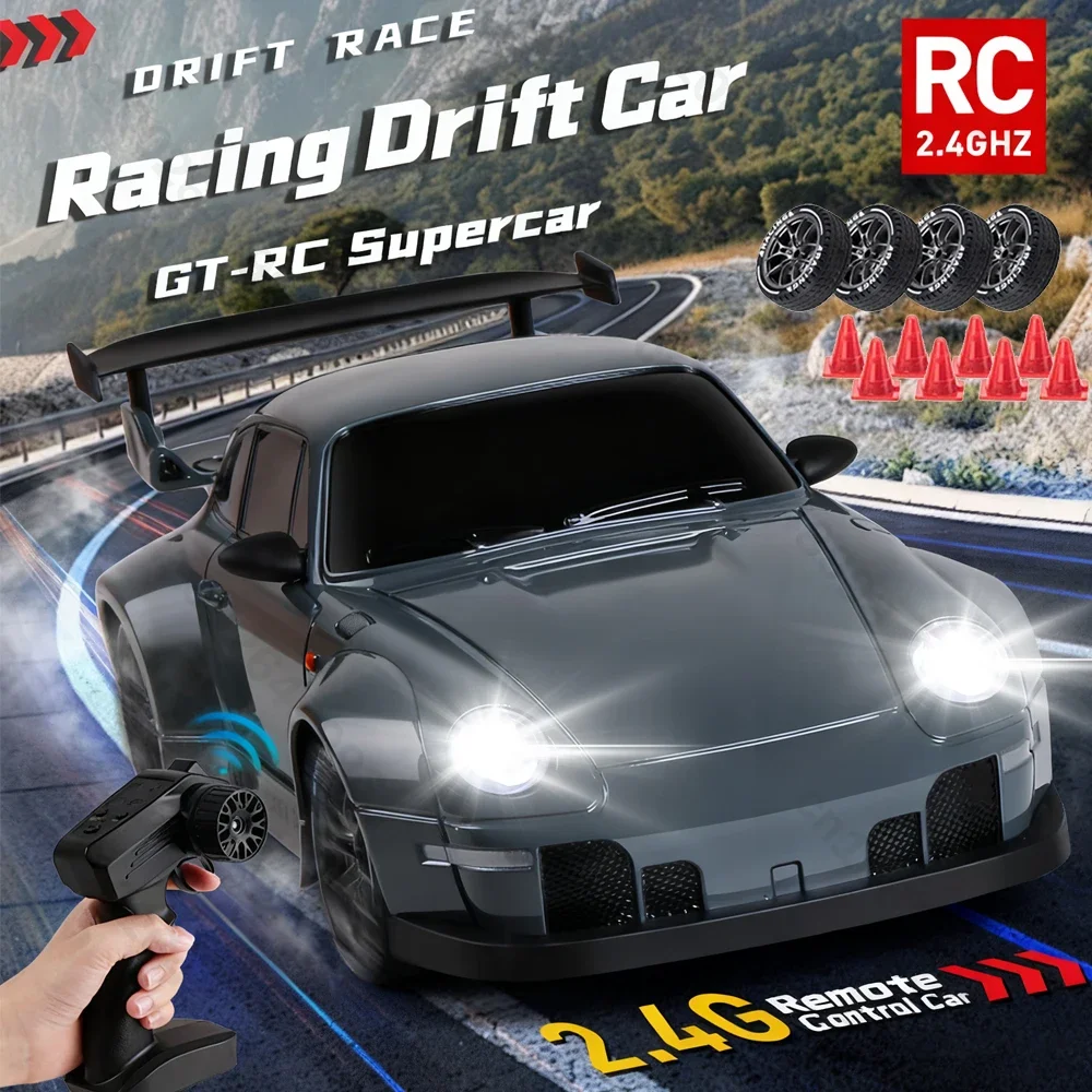 

RC Drift Car 1/24 4WD Mini RC Racing Vehicle Model High Speed 2.4G Radio Half Scale with Light Remote Control Car Drive Gifts