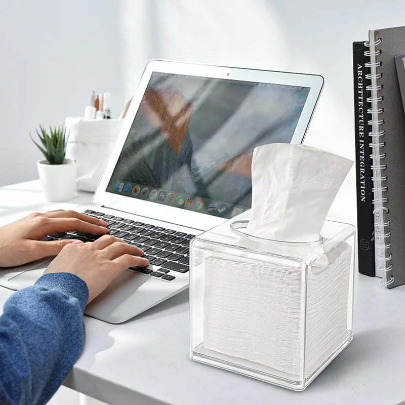 ABDJ-غطاء صندوق مناديل مربع، حامل علبة مناديل أكريليك شفاف للوجه، غطاء منظم مناديل لأوراق المجفف والحمام