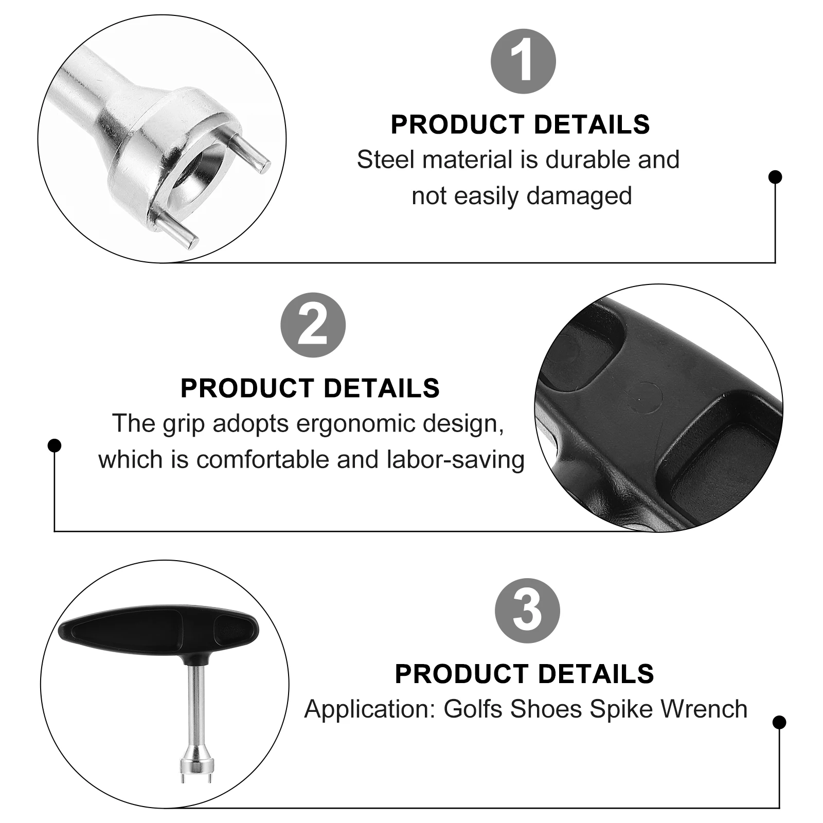 

Spike Remover for Golf Shoes Gearless Design with Textured Installation and Removal Spike Wrench for Cleats Adjustment