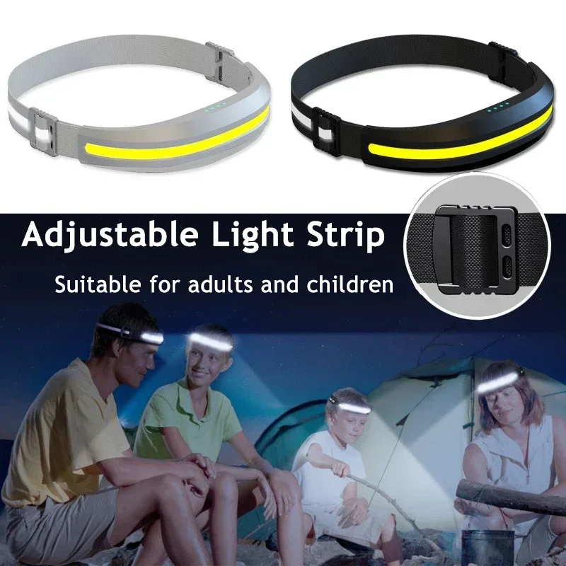 Powerful Portable COB Headlamp USB Rechargeable Red and White Light Work Light Outdoor Camping Fishing Floodlight Headlight