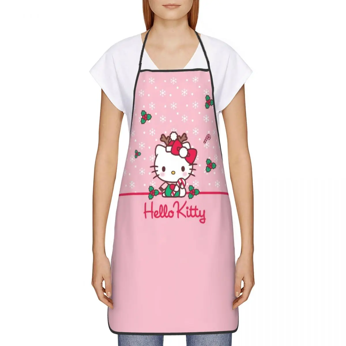 Custom Kawaii Hello Kitty Cat Apron for Women Men Unisex Bib Cartoon Cooking Kitchen Tablier Cuisine Chef Painting