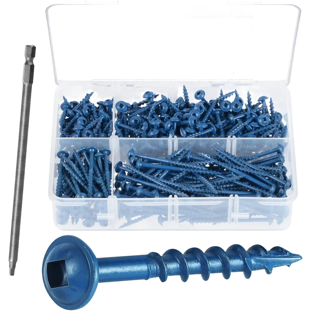 390pcs Coarse Thread Pan Head Screws Square Drive Self Tapping Fasteners for Decking Paneling and Interior Build