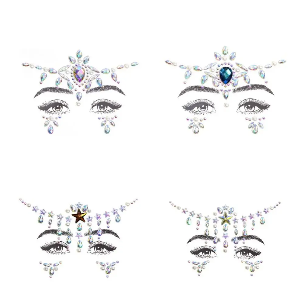 Jewelry Creative 3D Crystal Sticker Glitter Waterproof Rhinestones Sticker Beauty Fake Tattoo Temporary Tattoo Sticker Forehead