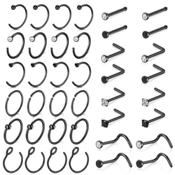 1Pcs 20G Nose Rings Hoop Surgical Stainless Steel Studs Screw L Shaped Nose Piercing Jewelry Women Black Woman and Man
