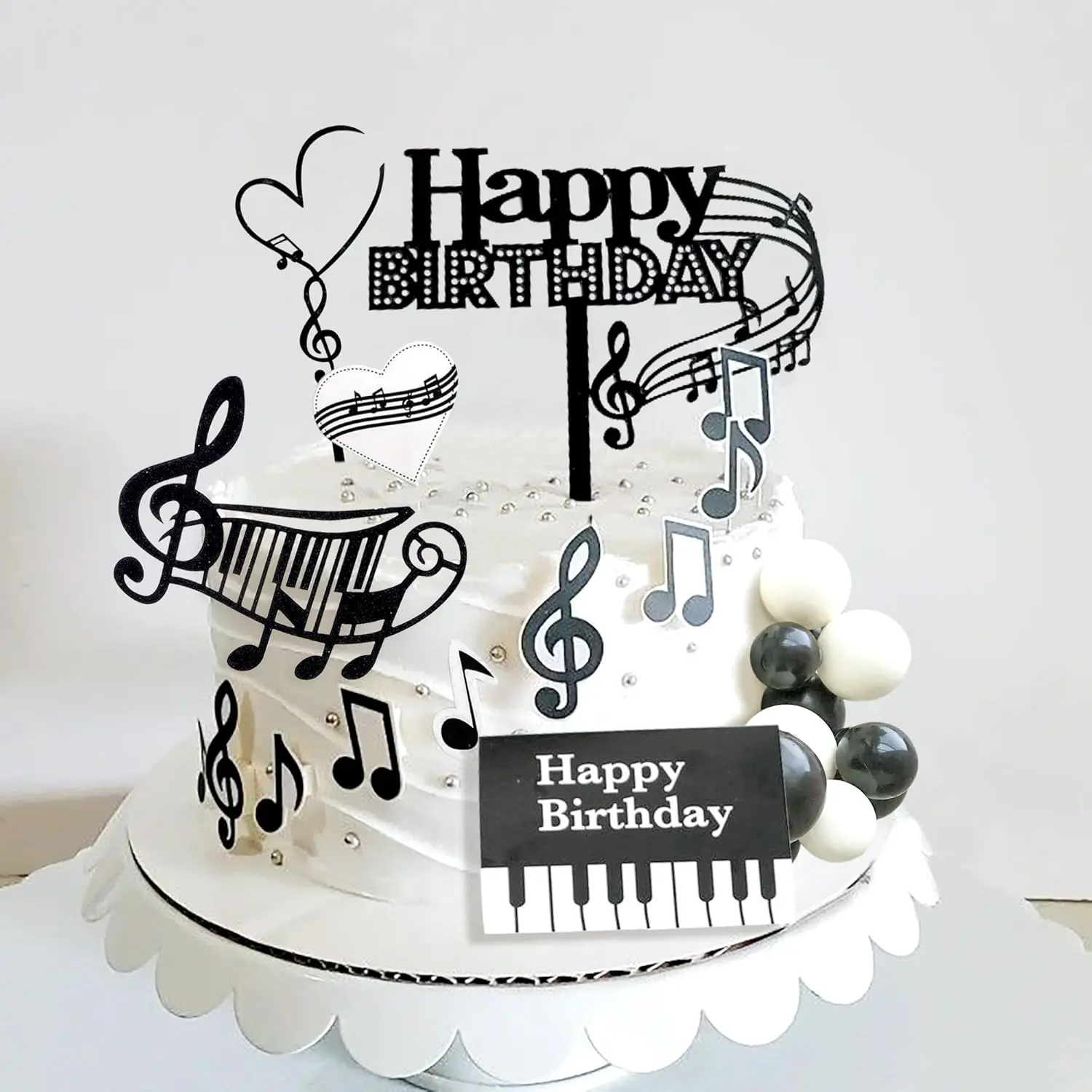 Rock Music Cake Topper Guitar Cake Toppers Music Notes Balls Cake Decorations for Musician Birthday Party Rock Theme Party