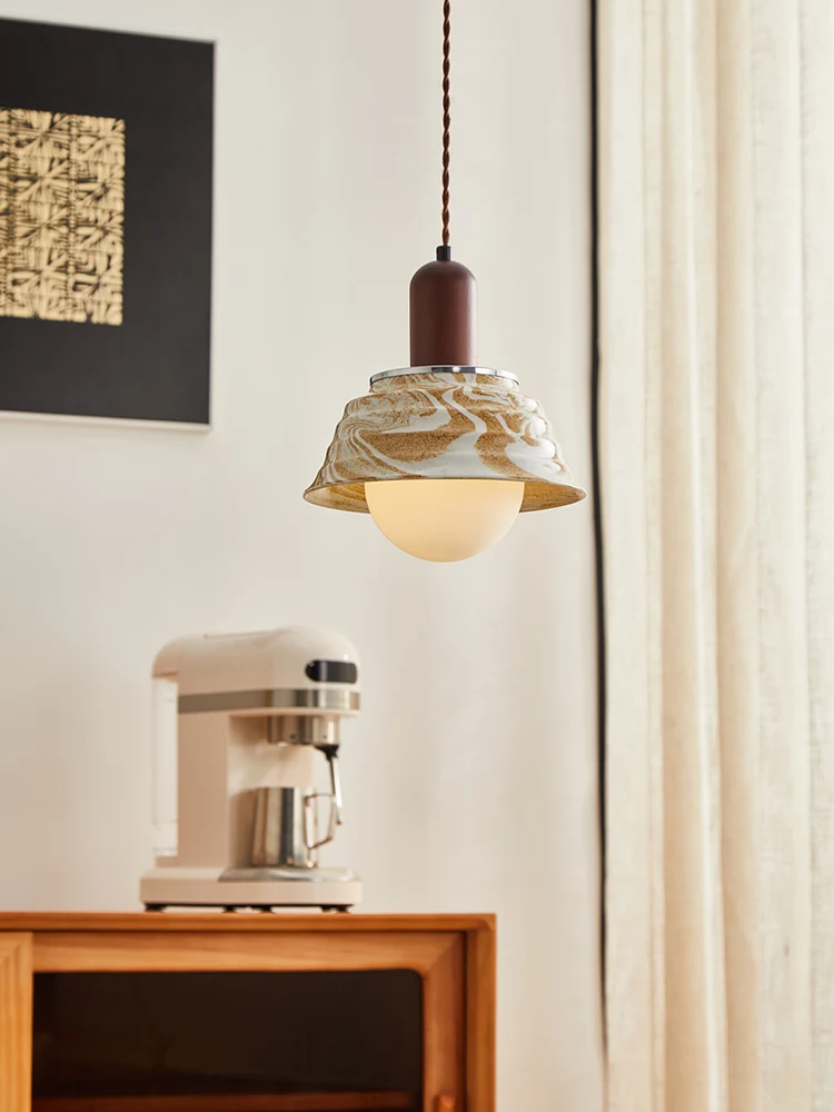 

Ceramic Japanese Wabi Sabi style bedroom bedside chandelier retro homestay French medieval restaurant bar decoration light