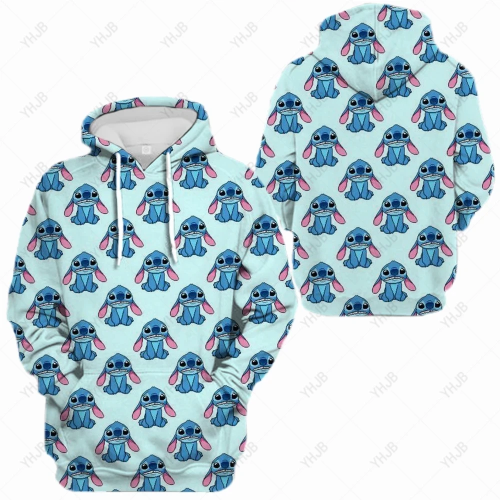 Moletom Kawaii Lilo feminino e Stitch Cartoon, pulôver manga comprida, capuz casual, roupas de inverno, moda outono