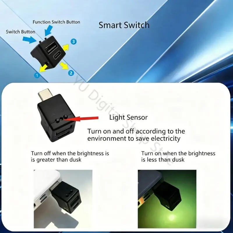 96BA USB C And A Adapter With Integrated LED Mood Lighting For Multiple Users