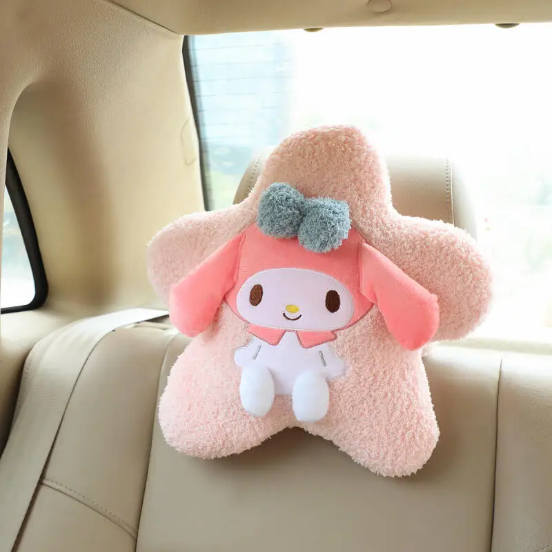 Sanrio Kuromi Car Neck Pillow Cinnamoroll Pochacco Pentagram Cute Auto Seat Lumbar Cushion Soft Stuffed Doll Decor Birthday Gift view 2