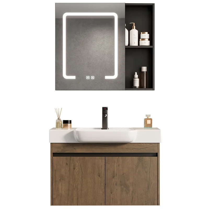Small Apartment Bathroom Cabinet Ceramic Basin Space Aluminum Combination Bathroom Cross-border Washbasin Ultra-narrow Pool