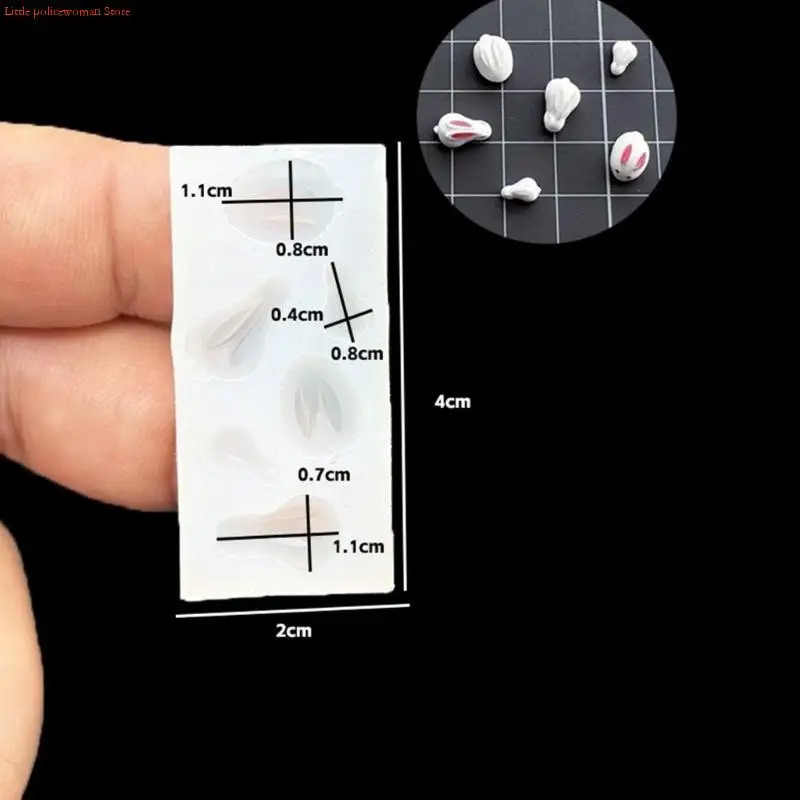 F92D أداة صياغة السيليكون قوالب مشابك الشعر المصنوعة يدويًا مناسبة لصنع إكسسوارات الشعر الصغيرة مع موضوع أذن الحيوان #3