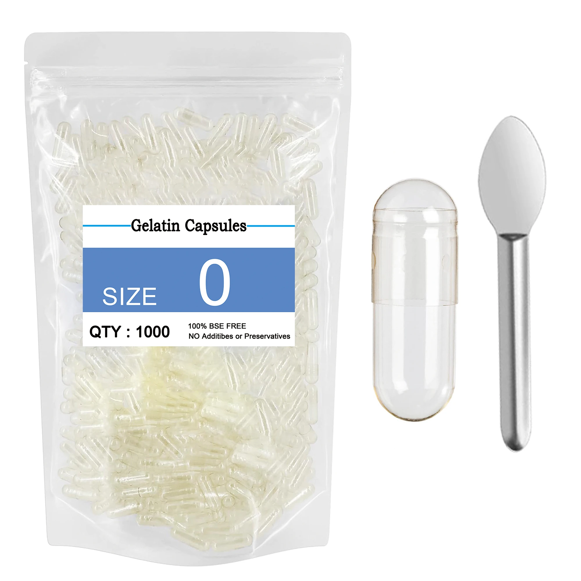 

1000PCS/Bag Size 00#0# Empty Capsules Gelatin Clear Hollow Hard Filling Lab Mini Scoop Transparent Seperated Joined Capsules