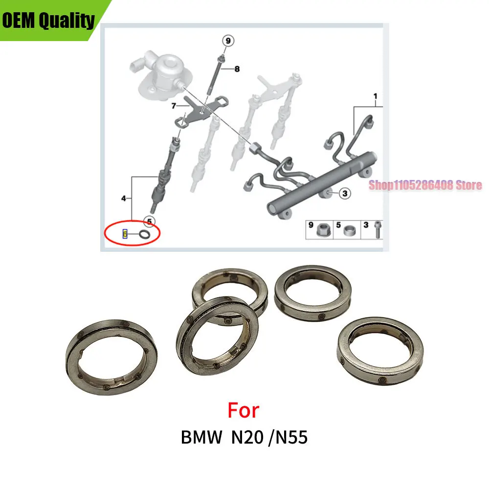 Anillo de Sellado del Inyector de Combustible del Motor, Soporte de Retención del Inyector de Combustible, Elementos de Desacoplamiento Rápido para BMW N55 N20 13537577649 para BMW