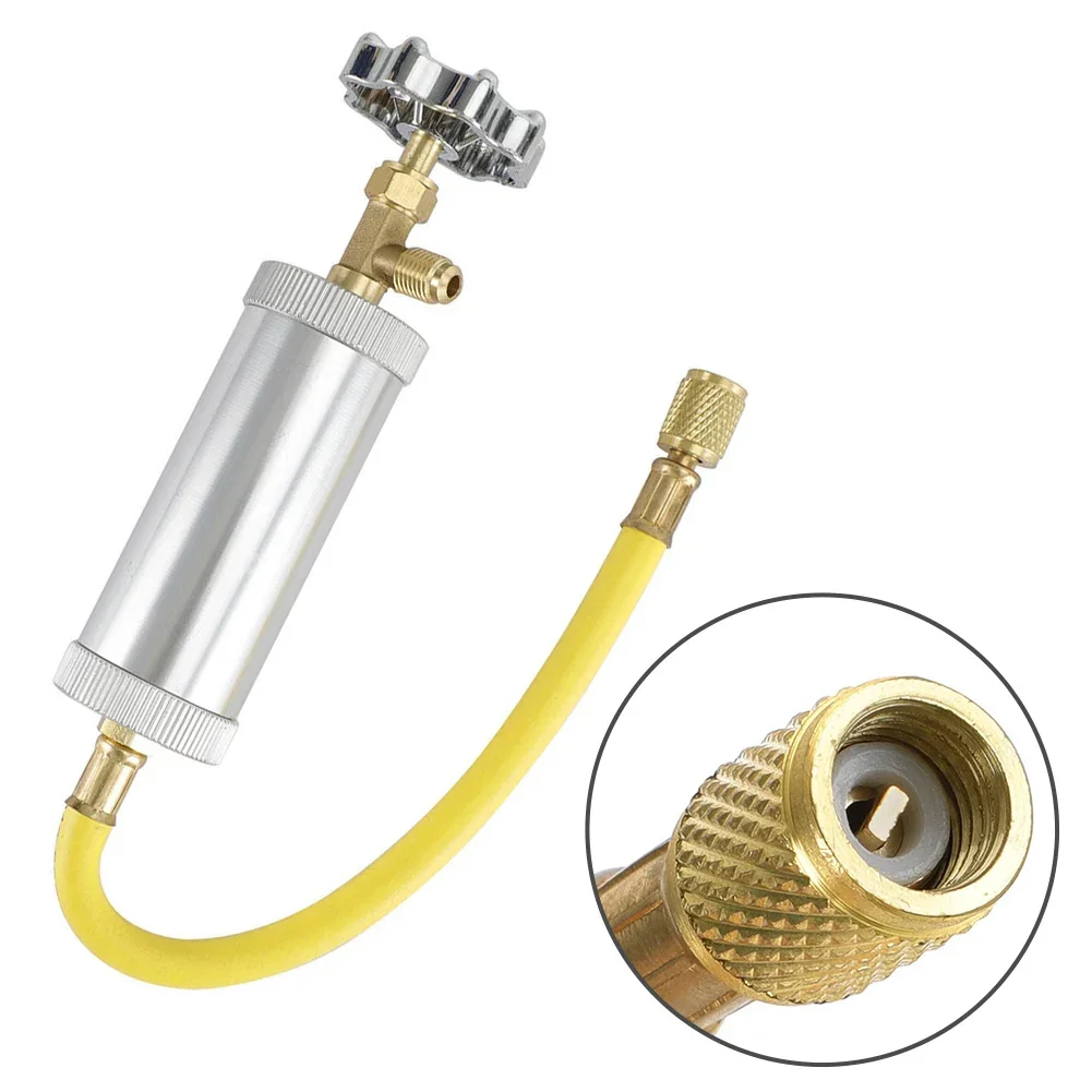 

R134A R12 Hand Turn Pump Oil Injection Oil&Dye Injector Vehicle A/C Adapter 600~3000PSI 1/4" SAE Male X SAE Female Accessories
