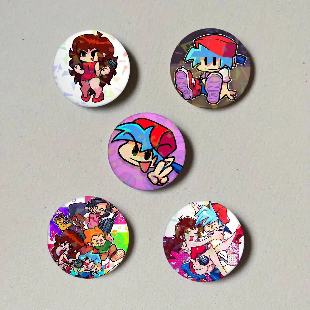 Game F-Friday Night Funkin Laser Button Pins Backpack Clothing Decor Brooch Fiction Badge Jewelry Gifts